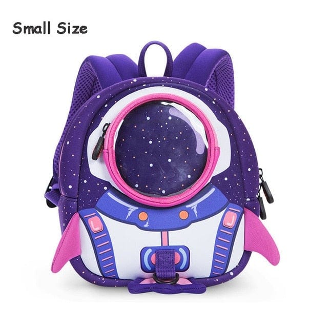 small purple 3D Rockets Anti-lost School Bags