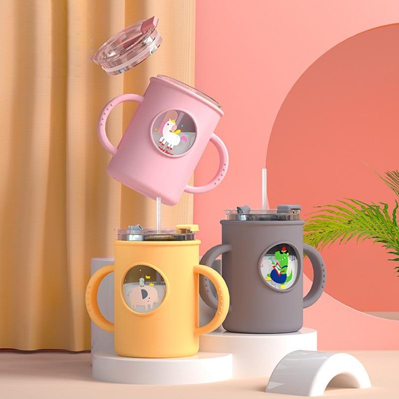 Anti-falling Baby Milk Cup With Straw Handdle