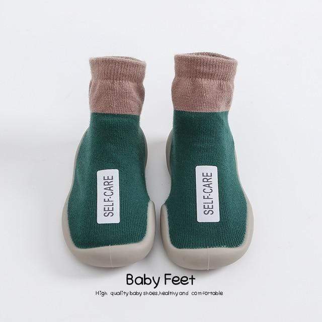 Shoes Light Brown with Green / 6M ANTI-SLIP SHOE SOCKS