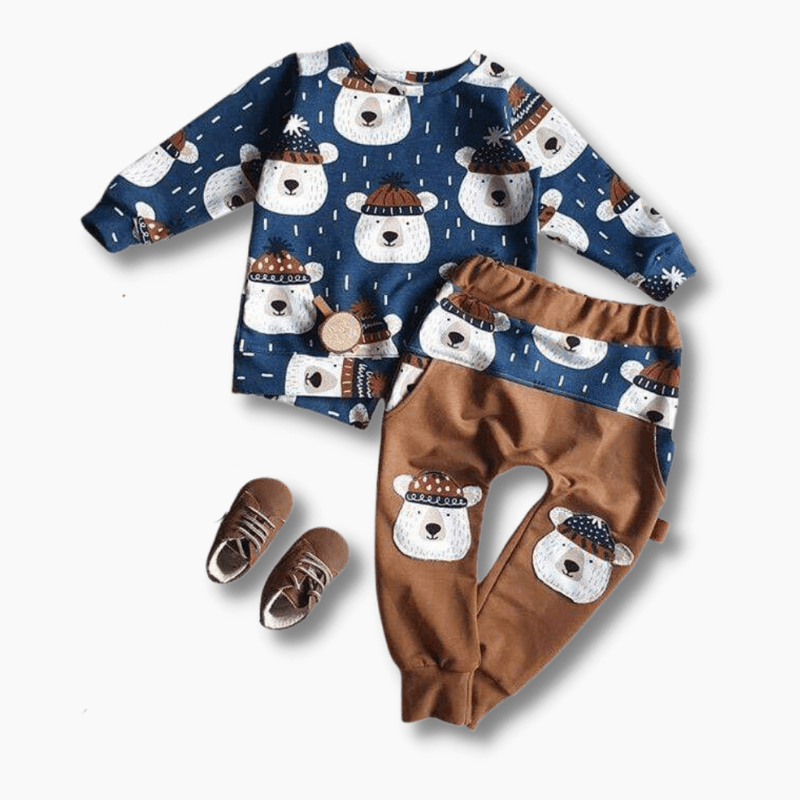 Boy's Clothing Baby Bear Print Set