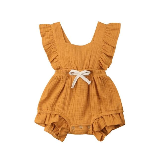 Girl's Clothing A / 24M / China Baby Girls Ruffle Solid Color Bodysuit