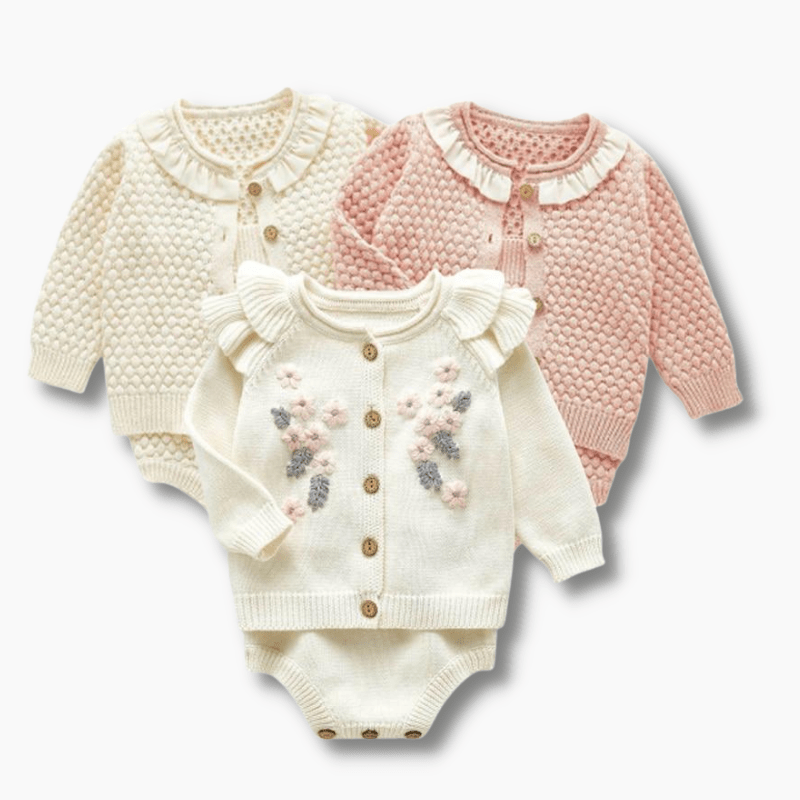 Girl's Clothing Baby Knitted Sweater Romper Set