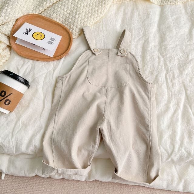 beige / 24M  90cm Baby Plaid Overalls