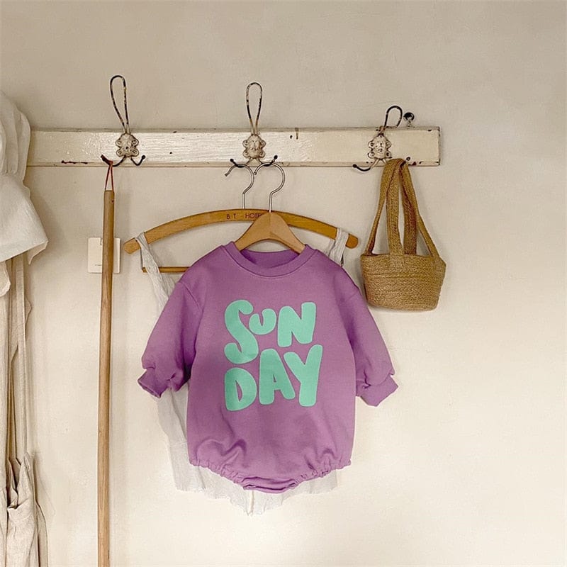 purple / 3-6M Baby Rompers Letter Print