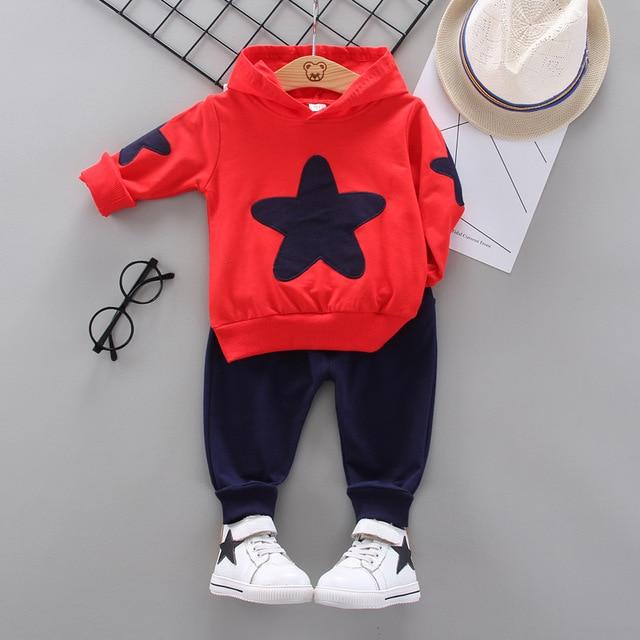 Boy's Clothing Red / 2T Baby STAR Cotton Sports Hooded