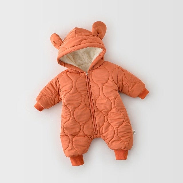 brick red / 12M Bear Ear Baby Boys Romper