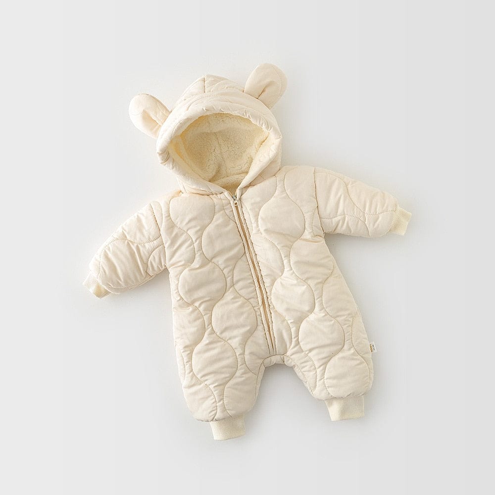 beige / 6M Bear Ear Baby Boys Rompers