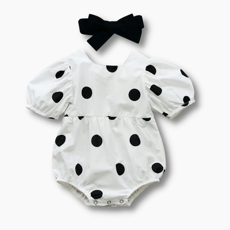 Black Polka Dot Baby Romper