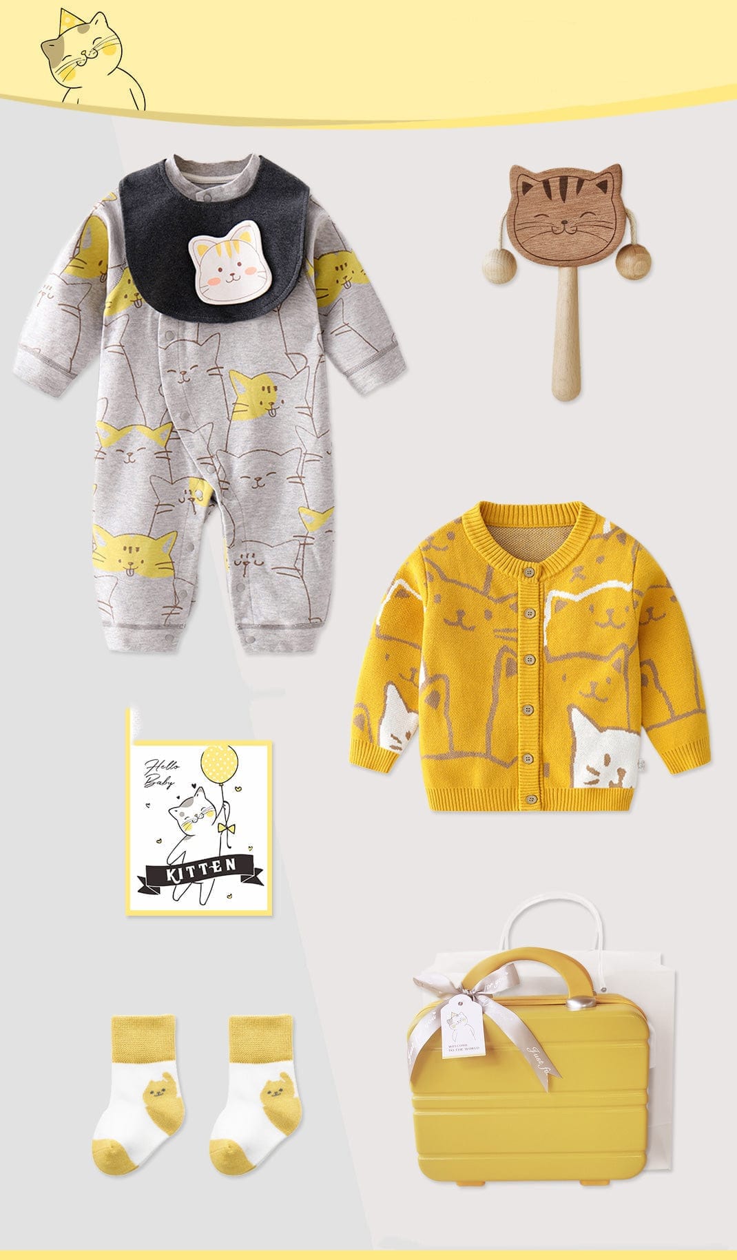 Cat theme baby gift set