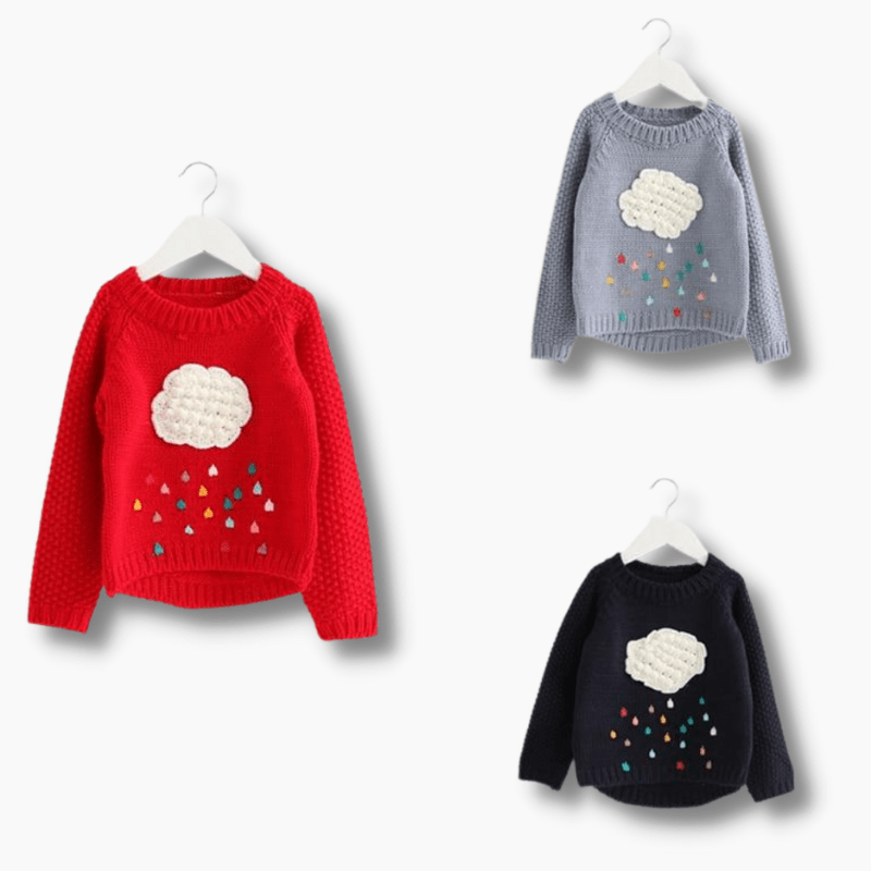Girl's Clothing Cloud Raindrops Sweater