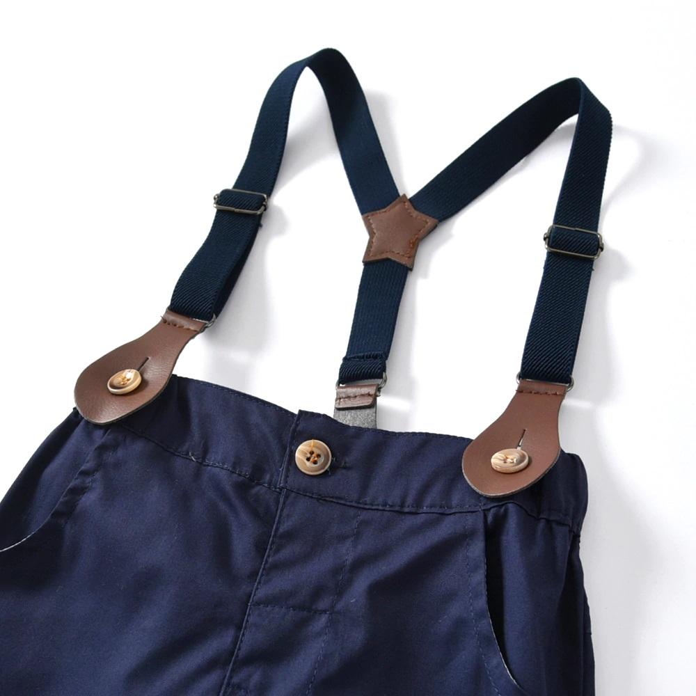 Boy's Clothing Cotton Yellow Tie Shirts+Overalls 2PCS