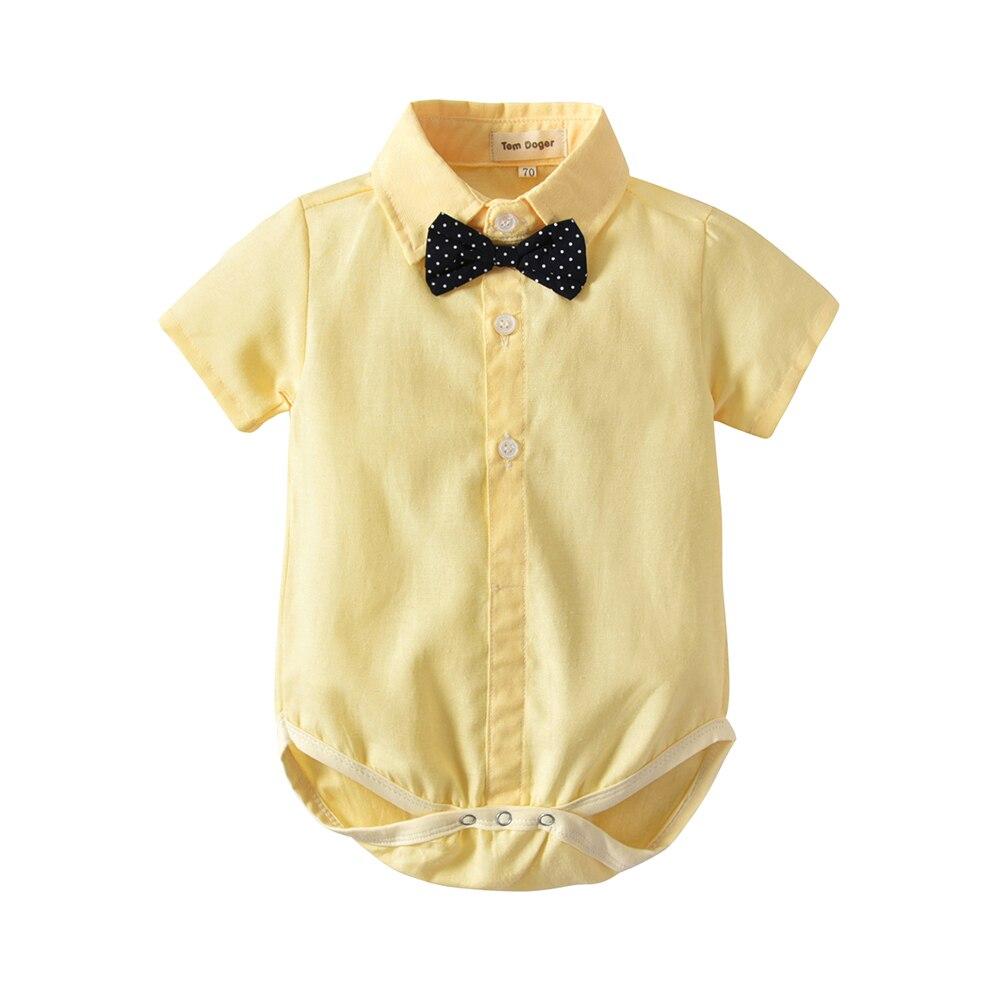 Boy's Clothing Cotton Yellow Tie Shirts+Overalls 2PCS