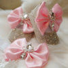 pink bow set / 3-6 months Crystal Princess Shoes