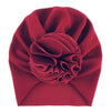 Wine Red Cute Flower Baby Hat