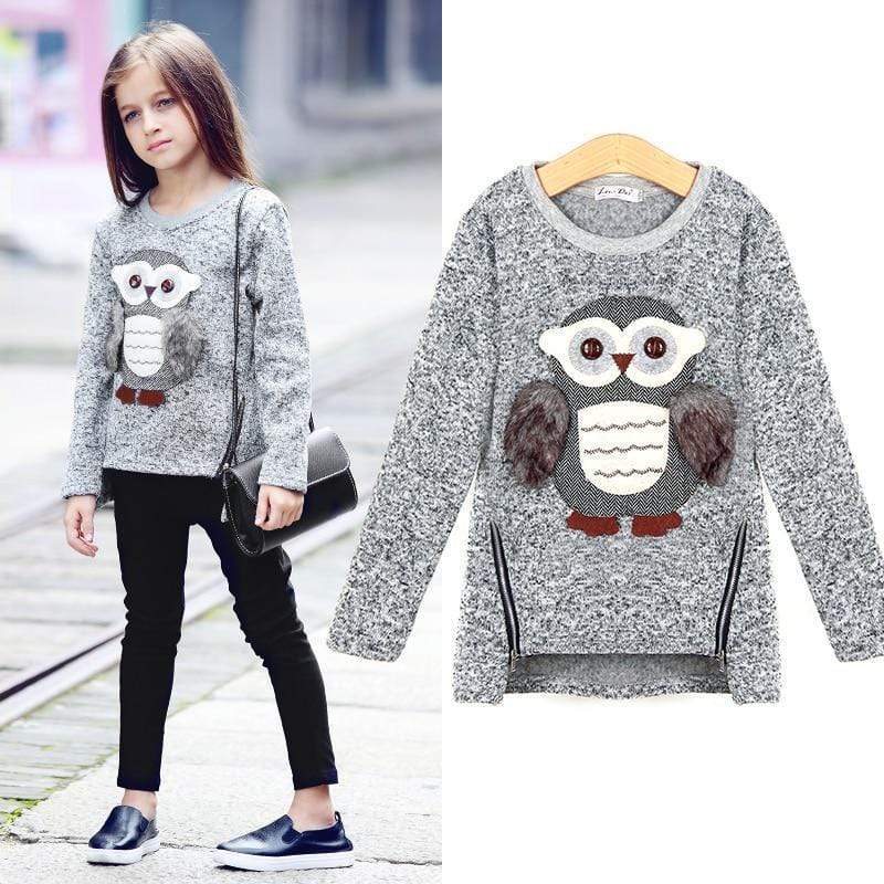 Girl's Clothing Cute Owl Pullover