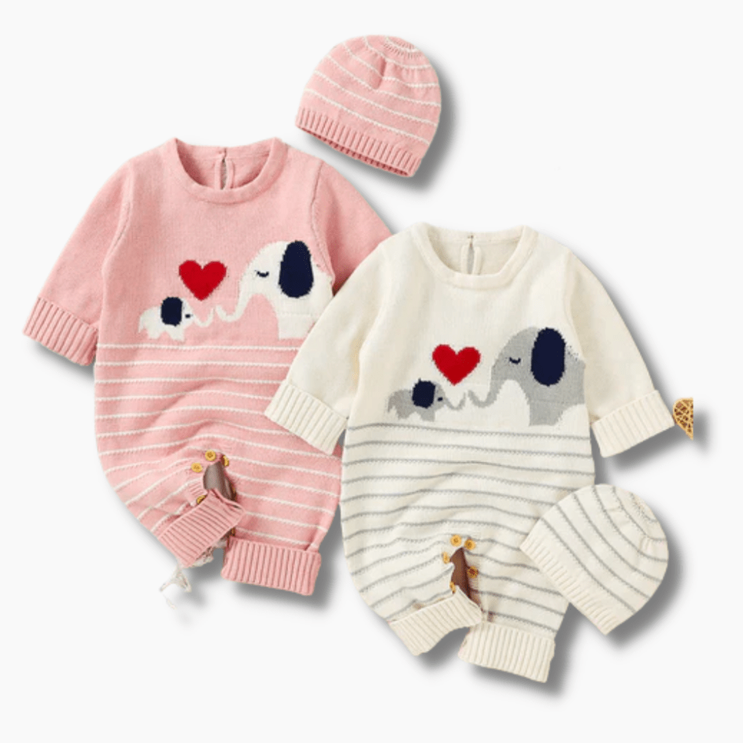 Elephant Knit Baby Romper