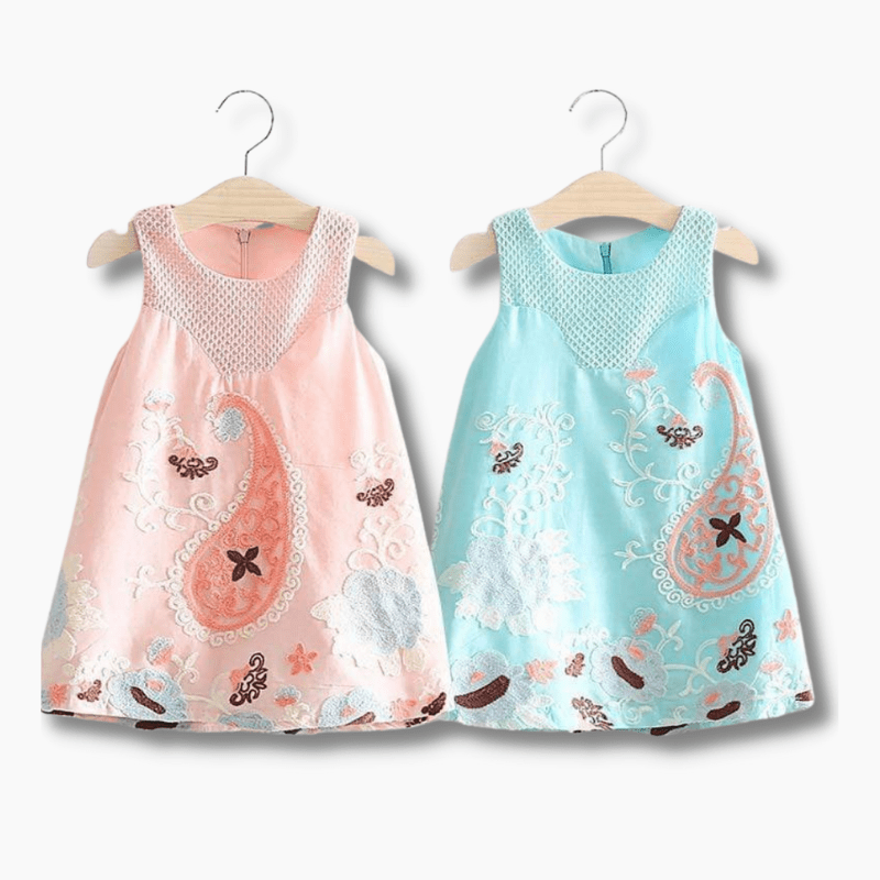 Girl's Clothing Embroidery Tank Dress