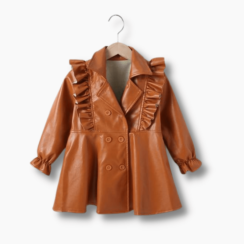 Girl's Clothing Fashionable Faux Leather Jacket