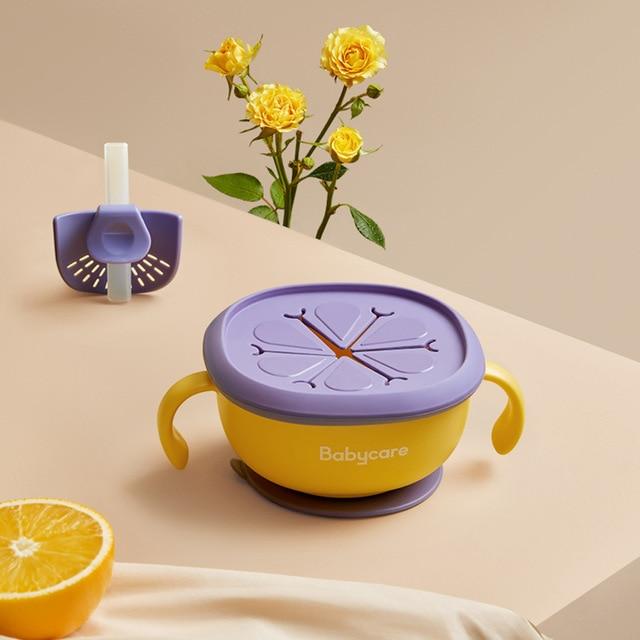 Accessories Yellow Feeding Bowl with Straw Tableware