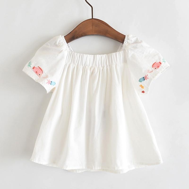 Girl's Clothing Fish Rmbroidery Shirt