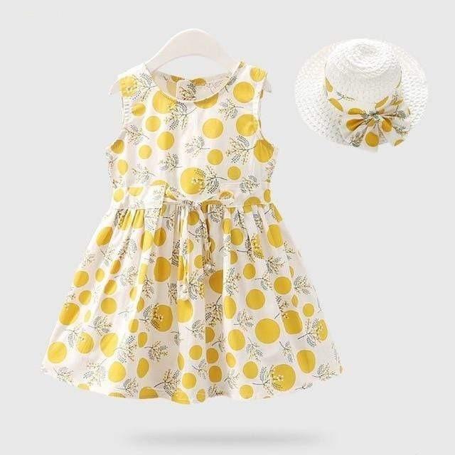 Girl's Clothing Dot Yellow / 5T Floral Girl Sleeveless Dress