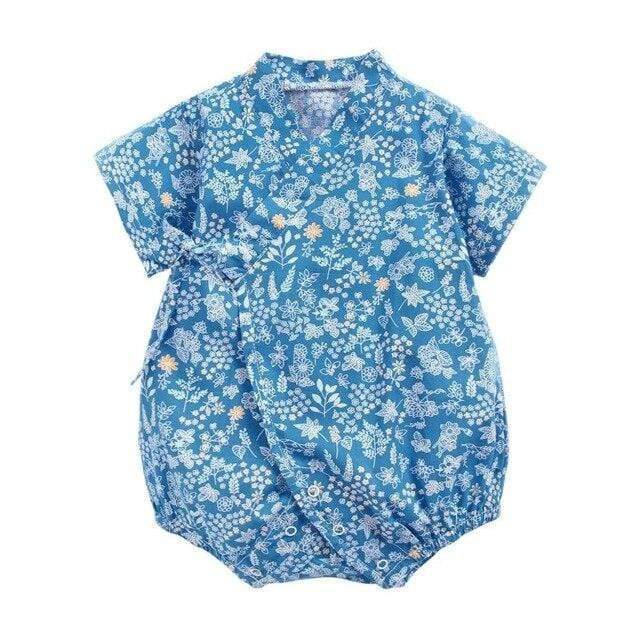 Girl's Clothing Blue / 3T Floral Print Kimono Romper