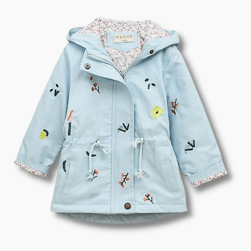 Girl's Clothing Floral Print Windbreaker Jacket