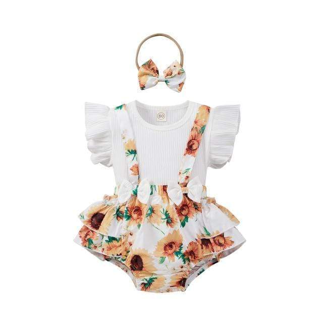 Girl's Clothing White / 6M Floral Printed Rompers