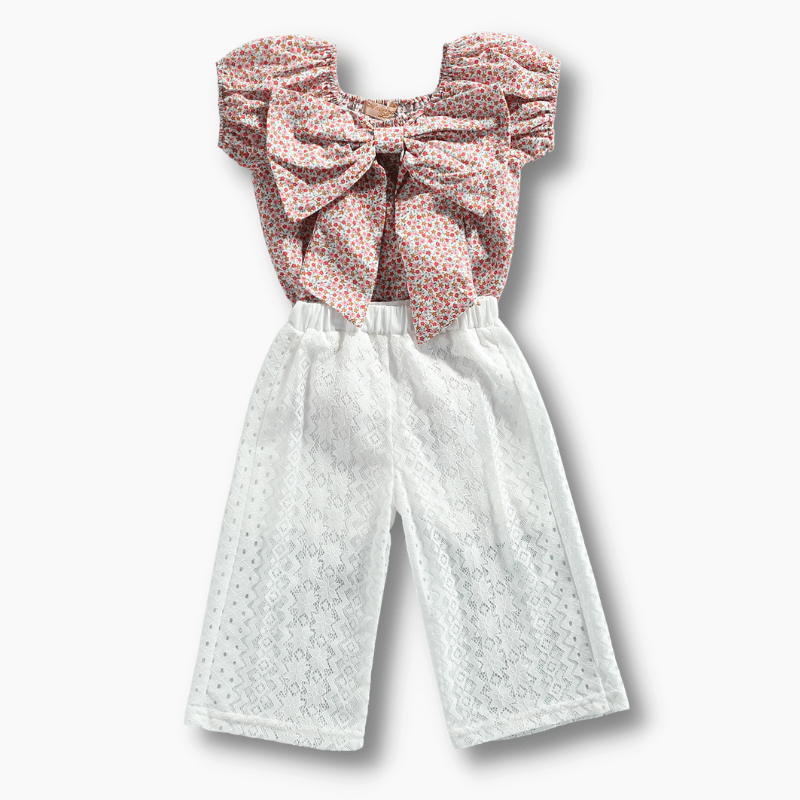 Floral Top and Lace Pants Set
