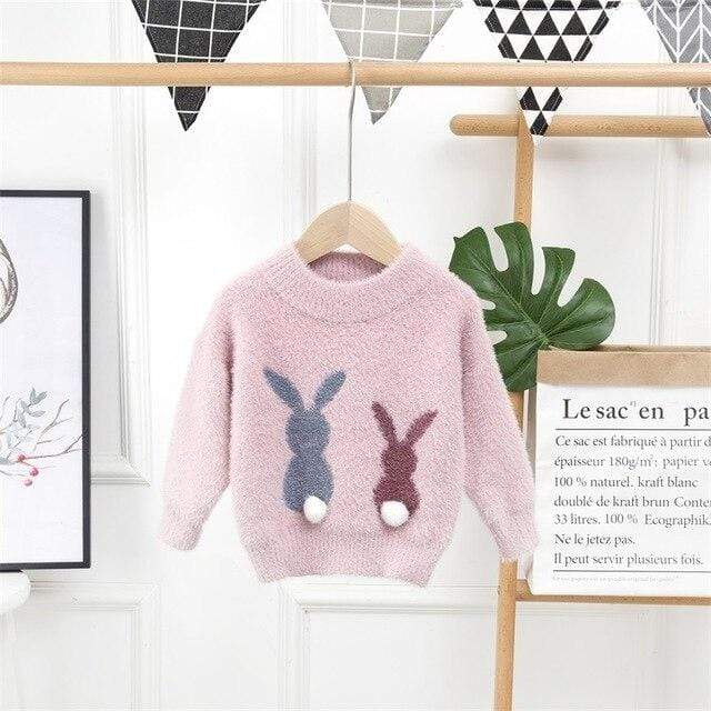 Pink / 3T Fluffy Bunny Sweater