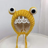 Yellow With Wool Frog Earflap Beanie Cap