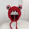 red Without Wool Frog Earflap Beanie Cap