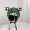 Green Without Wool Frog Earflap Beanie Cap