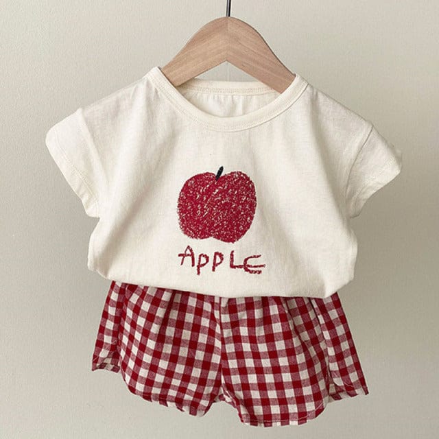 LE210408 red / 5T Fruits T-Shirt + Shorts Set