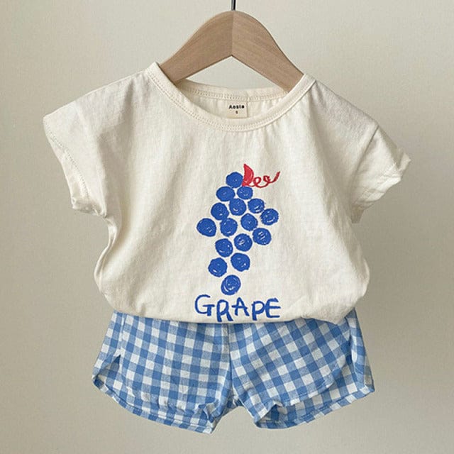 LE210408 blue / 4T Fruits T-Shirt + Shorts Set