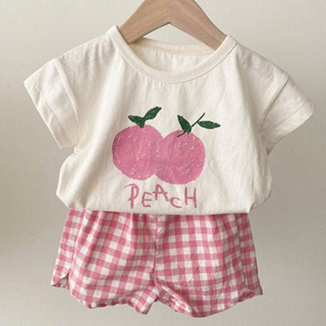 LE210408 pink / 3T Fruits T-Shirt + Shorts Set