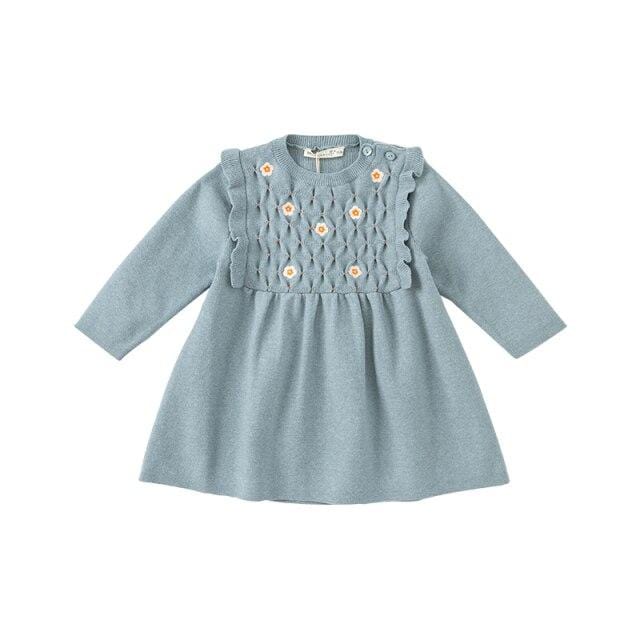 blue / 4Y (100cm) Girl Embroidered Floral dress