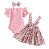 Girl&#39;s Clothing Pink Top 3 / 12M Girl Floral Skirt Outfit