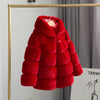 Red / 2T Girls Faux Fur Coat