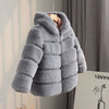 Blue Grey / 2T Girls Faux Fur Coat