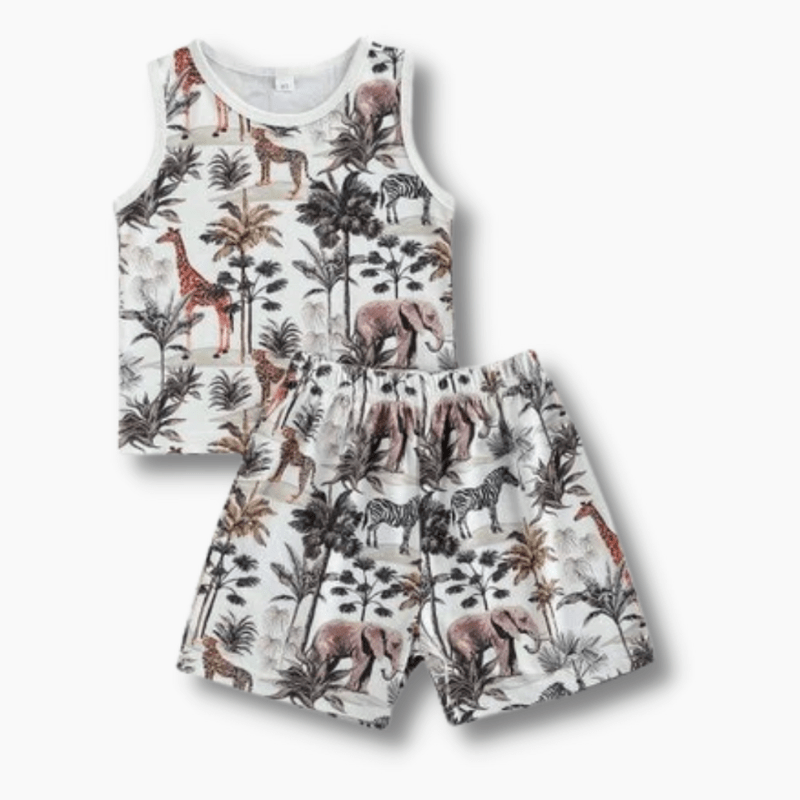 Boy's Clothing Jungle Print Tropical Romper Outfit