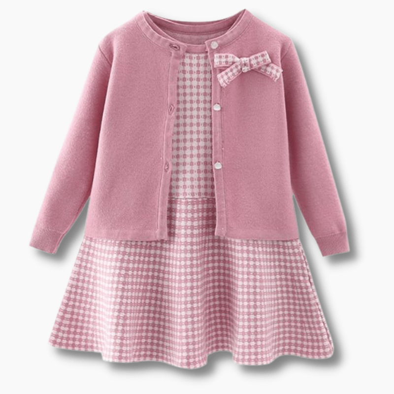 Girl's Clothing Knitted Cardigan And Dress