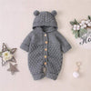 unisex Gray / 0 To 6 Months Knitted Romper