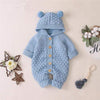unisex Blue / 0 To 6 Months Knitted Romper