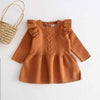 Girl&#39;s Clothing Brown rust / 4T Knitted Ruffle Longsleeve Dress
