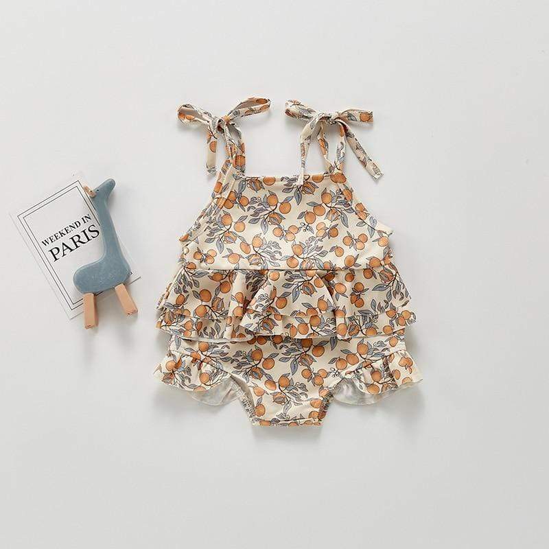 Girl's Clothing Lemon Print Baby Swimming suits