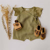 army green / 0 to 6m Linen Cotton Baby Romper