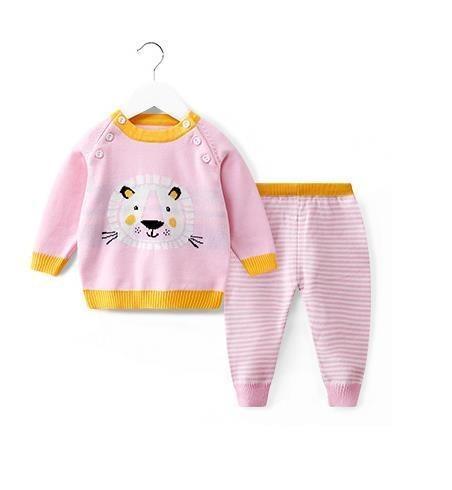 Boy's Clothing Pink / 18M Lion Design Sweater and Track Pants Set