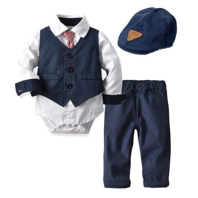 Boy's Clothing Blue Set with Blue Hat / 18M Little Gentlemen Formal Suit