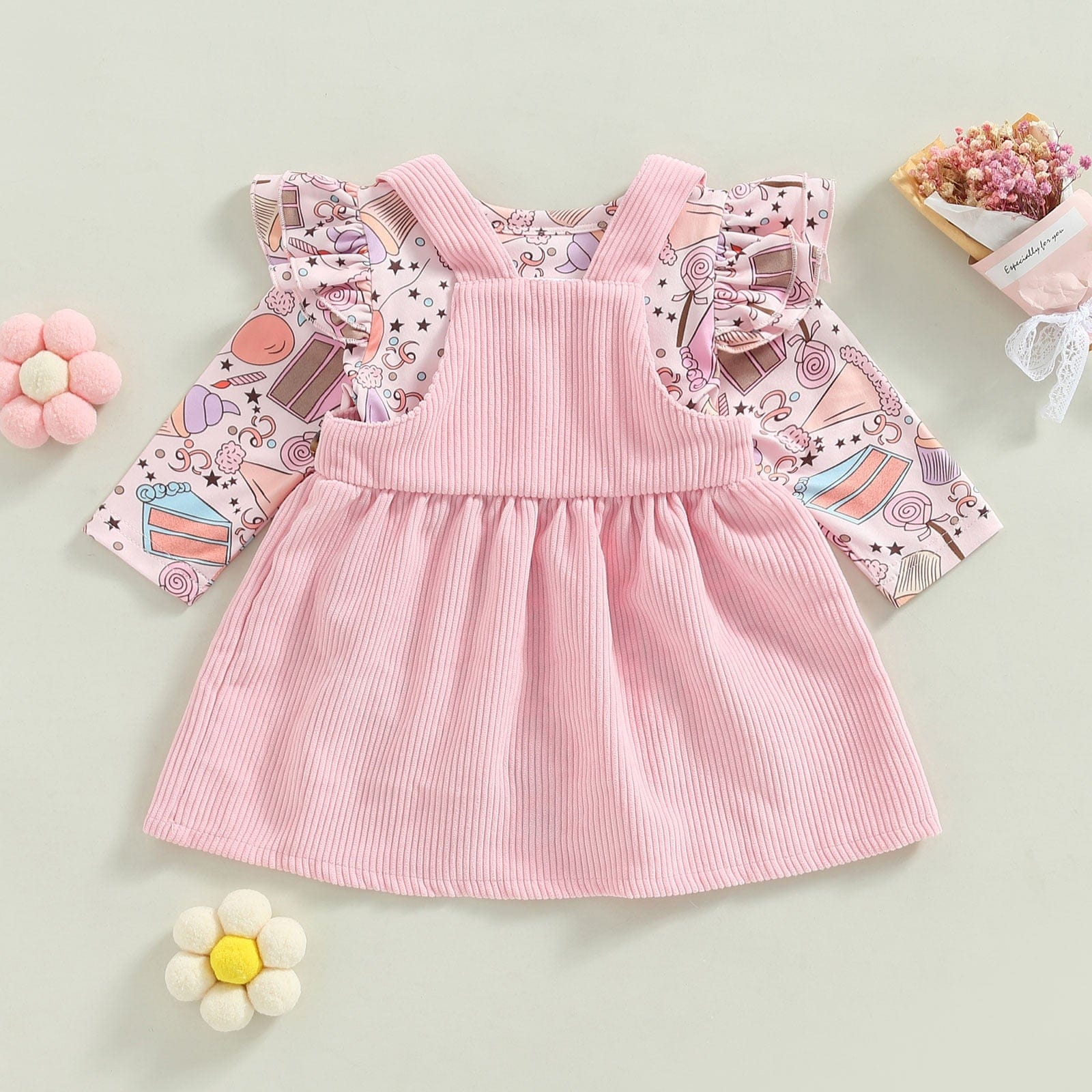 Long Sleeve Rabbit Flower Print Romper